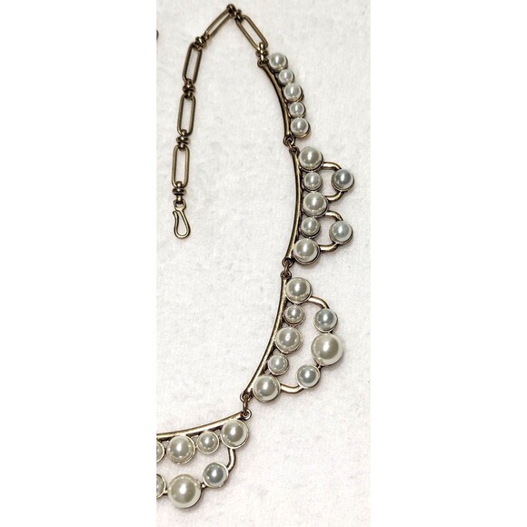 Vintage Pearl and Brass Necklace - Picture 8 of 9